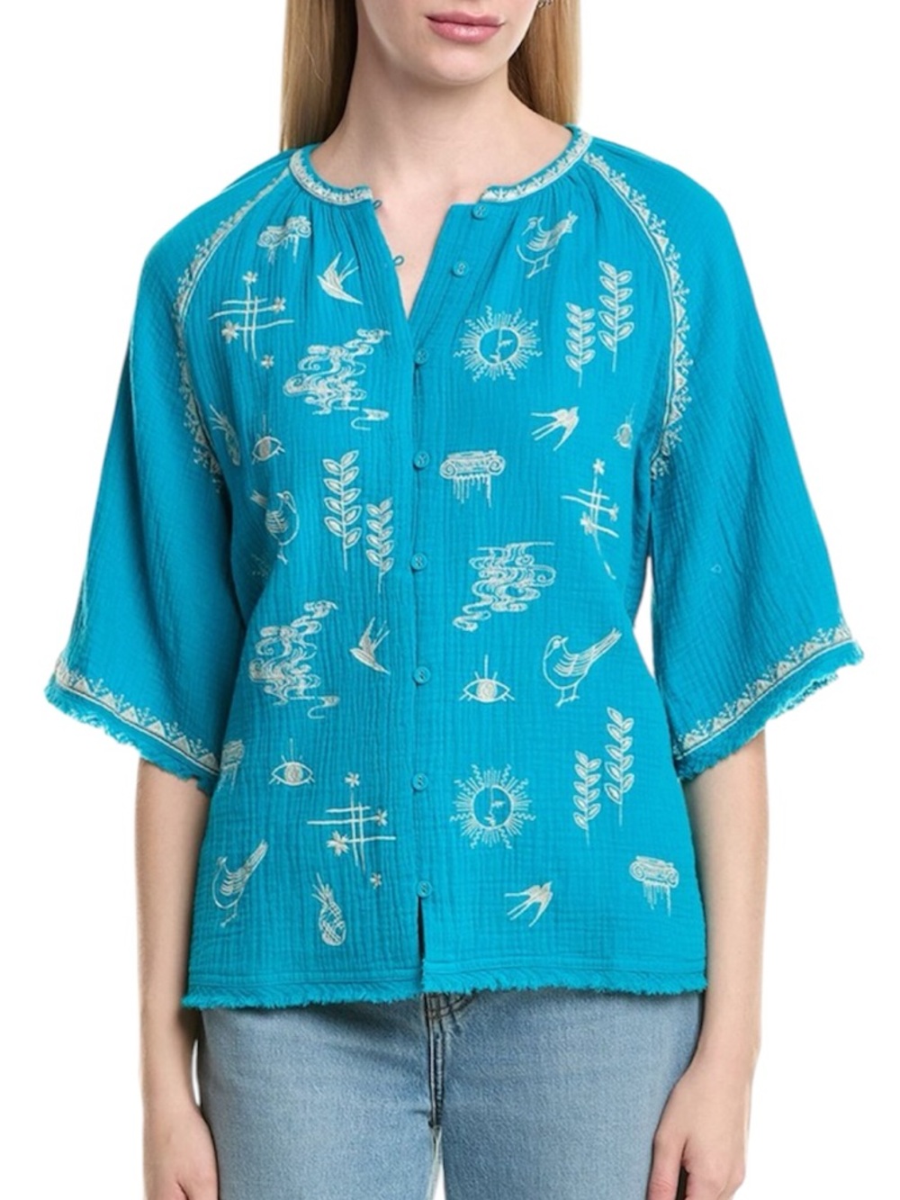 Johnny was Biya megara blouse in blue size S